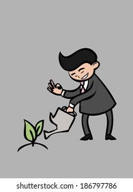 Businessman plant tree for investment