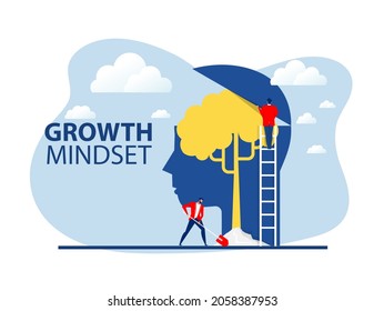 Businessman plant tree on Big head human think growth mindset  concept vector