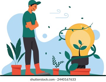 Businessman is planting idea tree