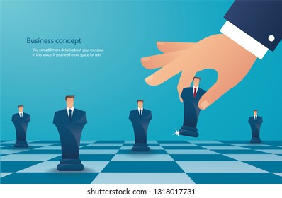 businessman play chess figure. business strategy concept vector illustration eps10