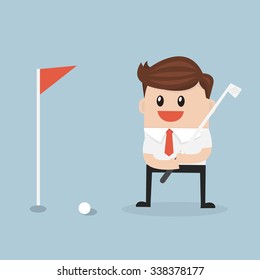Businessman play golf.