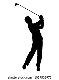 Businessman play golf silhouette vector