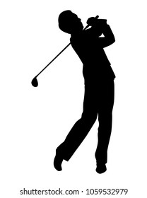 Businessman play golf silhouette vector