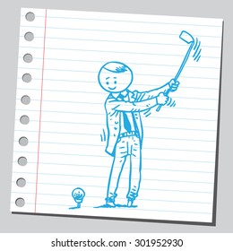 Businessman playing golf