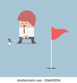 Businessman playing Golf, VECTOR, EPS10