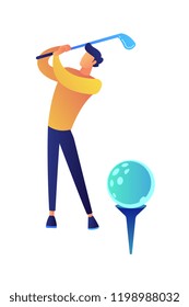 Businessman playing golf vector illustration.