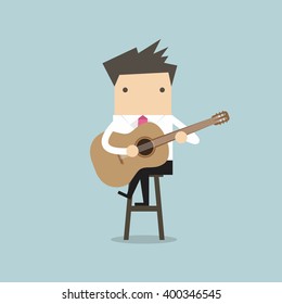 Businessman playing guitar vector