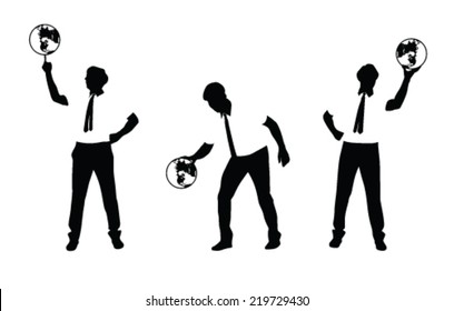 businessman playing with world globe vector illustration