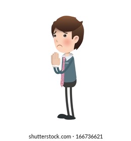 businessman pleading over white background. Vector design