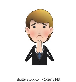 businessman pleading over white background. Vector design 