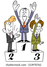 Businessman and podium