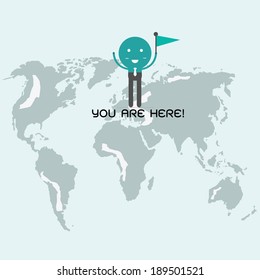 businessman pointers with world map,showing location.