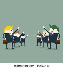 businessman pointing up the air to the success more and more. vector