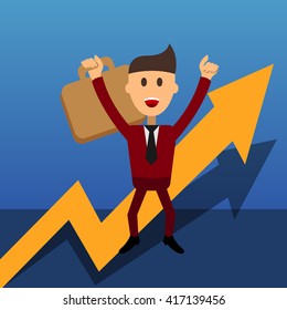 businessman pointing up the arrow