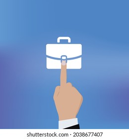 Businessman pointing arrow graph and chart, corporate growth plan or business development to success and growing growth concept. Represented by a brifcase sign with copy space.