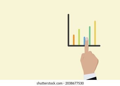Businessman pointing arrow graph and chart, corporate growth plan or business development to success and growing growth concept. Represented by a graph sign with copy space.