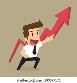 businessman pointing up the arrow, the profit more and more. vector