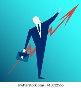 businessman pointing up the arrow, the profit more and more. vector. Business concept.businessman Vector. businessman Symbol. businessman Picture.   Digital businessman Picture 