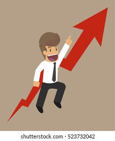 businessman pointing up the arrow, the profit more and more. vector