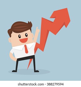 businessman pointing up the arrow. vector