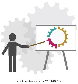 Businessman pointing at a board