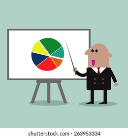 businessman pointing at a board at a presentation