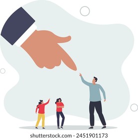 businessman pointing at chosen candidate.human resources recruitment or hiring new employee,flat vector illustration.