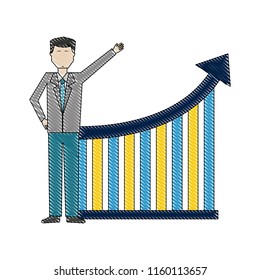 businessman pointing diagram statistic chart arrow