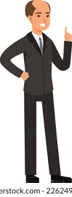 Businessman pointing finger. Cartoon office manager character