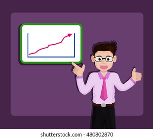 Businessman pointing at growth graph