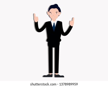 businessman pointing up with his forefinger