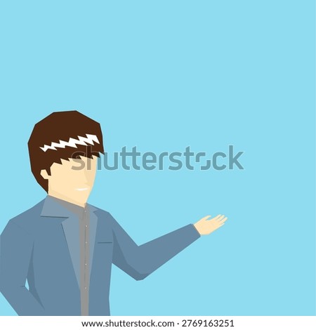 Businessman Pointing with Large Copy Space Flat Illustration