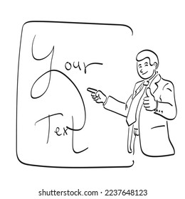 businessman pointing on blank space illustration vector hand drawn isolated on white background line art.