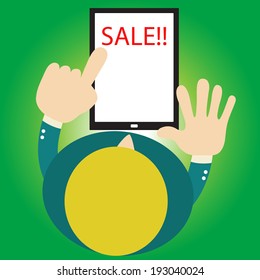 Businessman pointing to the screen idea