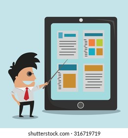 businessman pointing to the screen of a tablet-PC