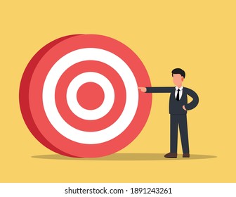 Businessman pointing at target vision.target direction of successful business strategy concept. 