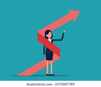 Businessman pointing up. Vector business direction concept

