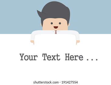 Businessman pointing to the white screen, VECTOR, EPS10