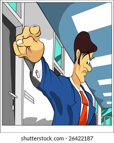 A businessman is pointing to you