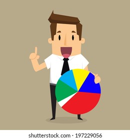 businessman points to chart of profit