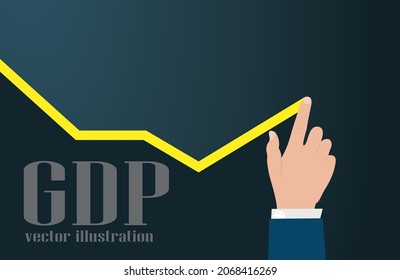 Businessman points with a marker at the chart symbolizing increasing stock value, revenue, productivity or level of automation.
