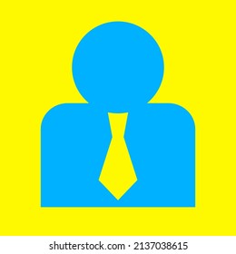 Businessman or politician icon in blue and yellow colors.
