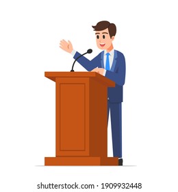 Businessman or politician speaking at the podium