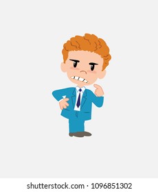 Businessman ponders, something angry.