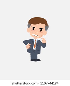 Businessman ponders, something angry.