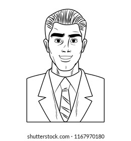 Businessman pop art cartoon in black and white