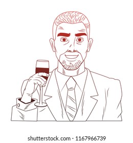 Businessman pop art cartoon red lines