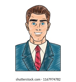 Businessman pop art cartoon scribble