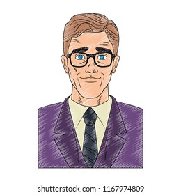 Businessman pop art cartoon scribble