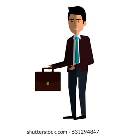 businessman with portfolio avatar character icon